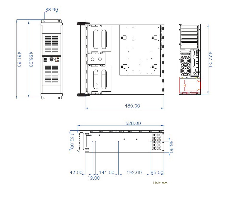 3U 21" Depth Rackmount Computer with 4 x 5.25" External Drive Bays